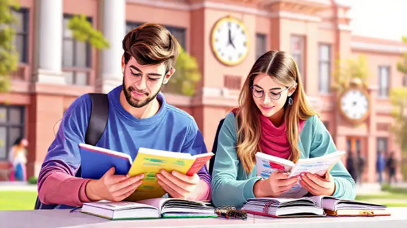 Estudiantes organizados con marcadores y agendas luminosas
