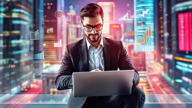 Profesional moderno trabajando con datos digitales