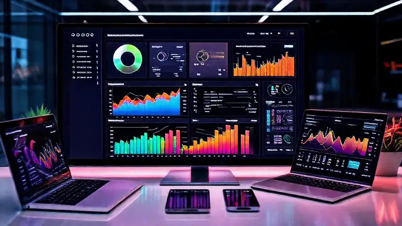 Panel digital con gráficos y diseño moderno