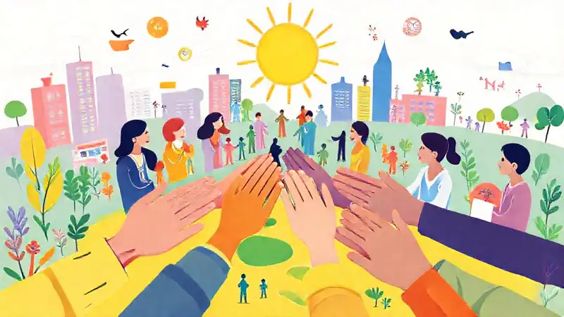 Manos entrelazadas en trabajo comunitario diversificado