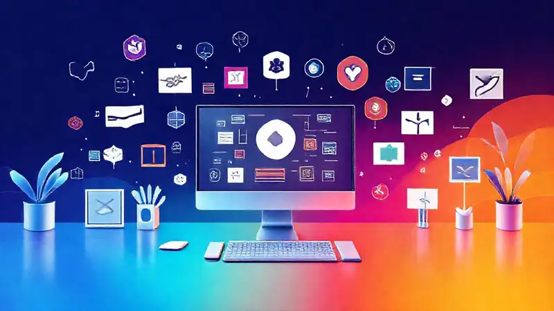 Iconos modernos de marketing digital y redes