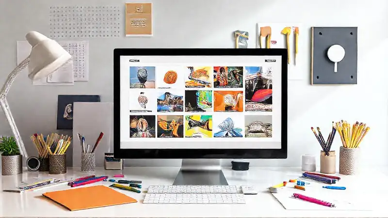 Espacio digital creativo y vibrante con herramientas