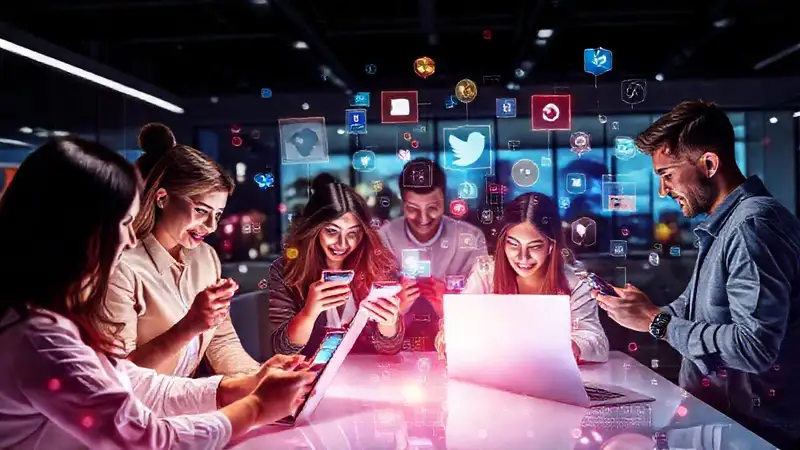 Comunicación digital moderna y tecnología interactiva