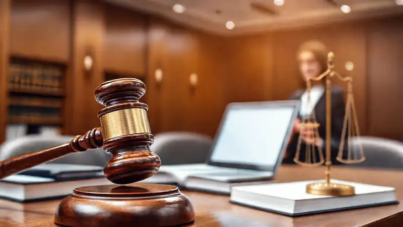 Escena judicial moderna y profesional con justicia