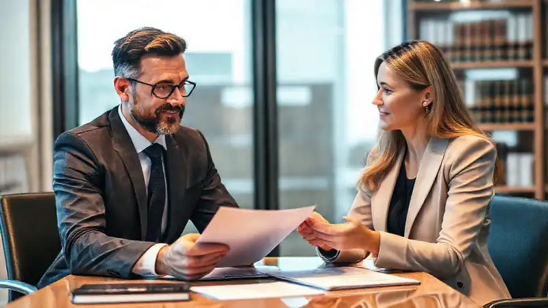 Reunión legal en oficina moderna y profesional