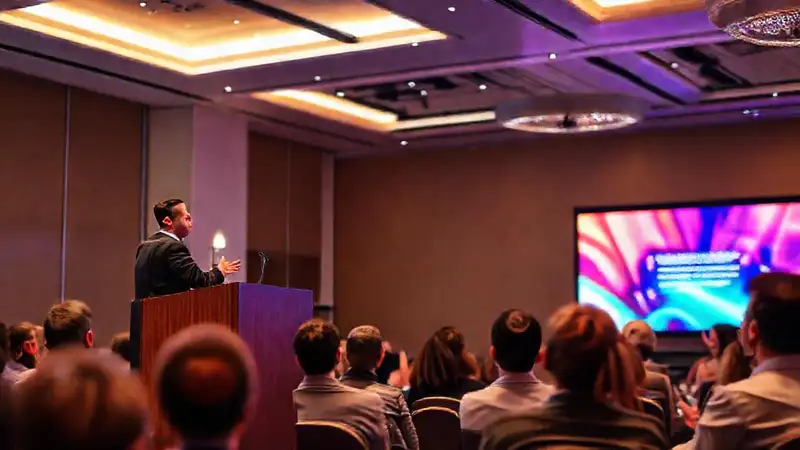 Orador seguro inspira con presentación vibrante