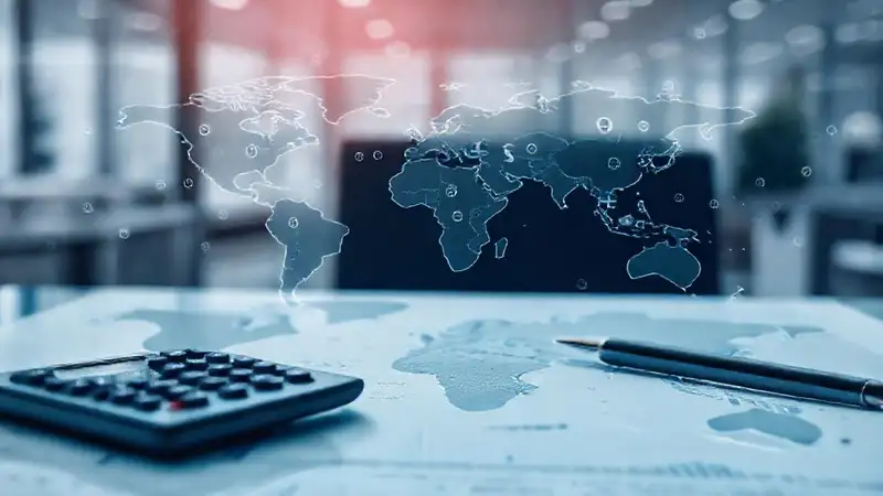 Gráficos financieros en entorno profesional global