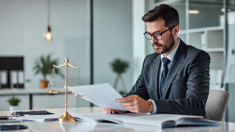 Auditor profesional revisa documentos con ética