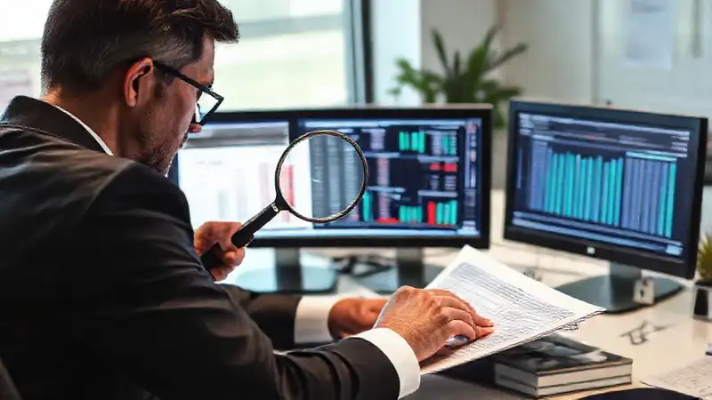 Revisión financiera en oficina moderna y ordenada