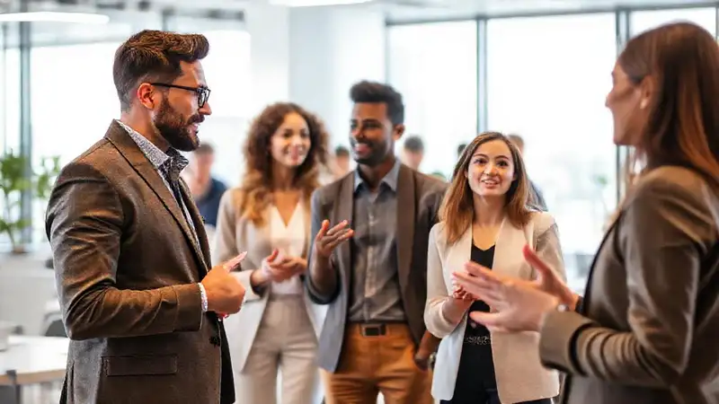 Observación de comunicación en oficina moderna