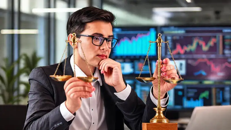 Profesional analiza datos financieros con ética