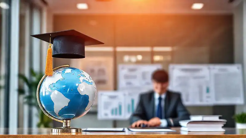 Símbolos internacionales en un ambiente profesional