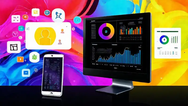 Conceptos de marketing digital en un diseño moderno