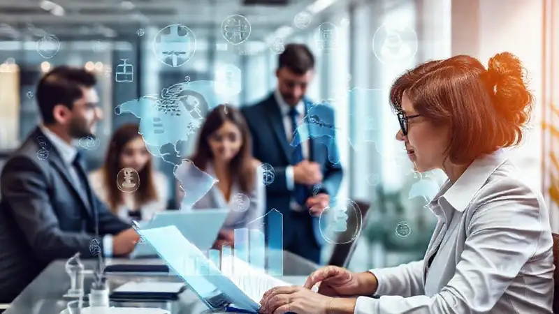 Contador profesional en entorno financiero digital moderno