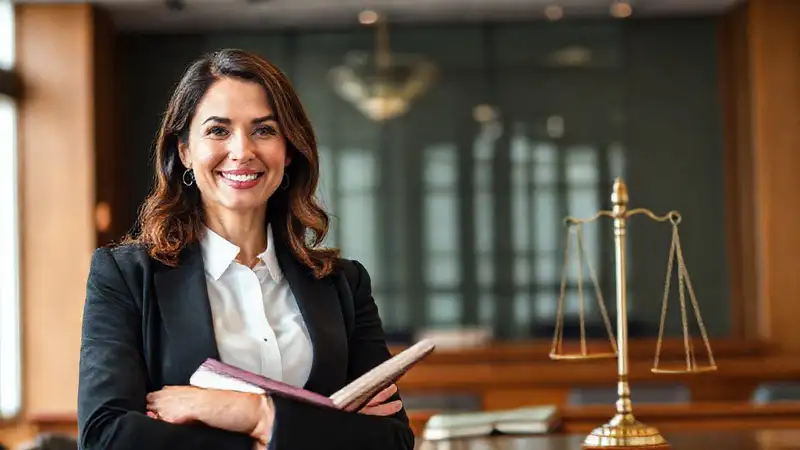 Mujer profesional en despacho, confiada y elegante