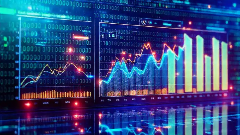Tablero financiero futurista con gráficos luminiscentes