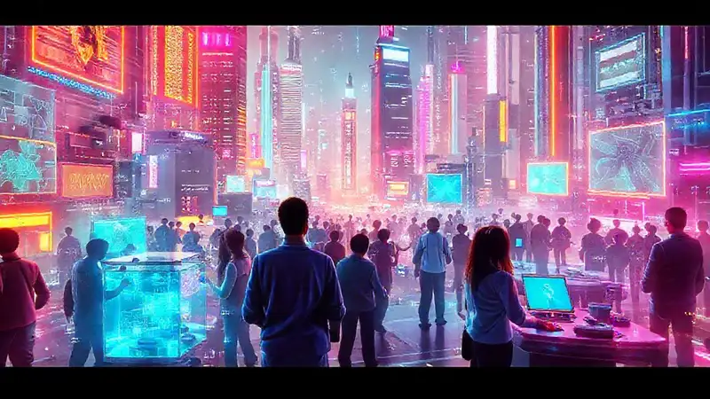 Ciudad digital futurista con tecnología innovadora