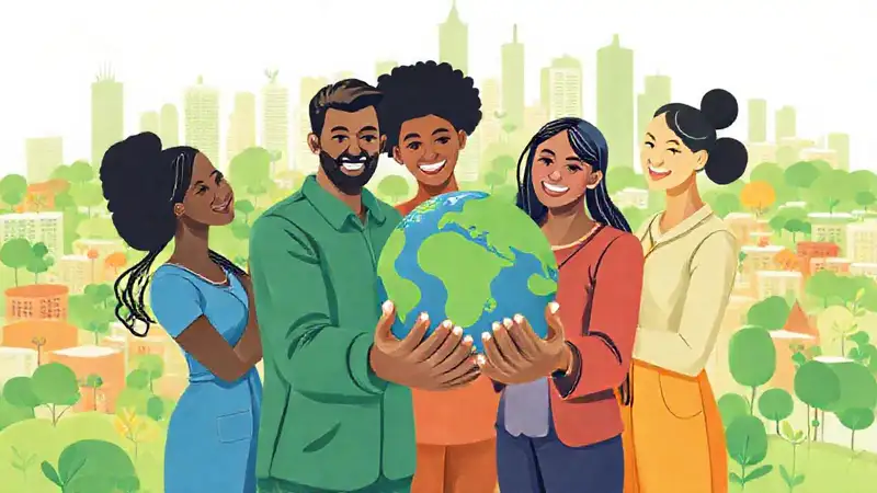 Trabajadores sociales y comunidad en ciudad sostenible
