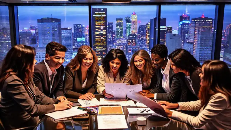 Equipo profesional de marca en oficina moderna