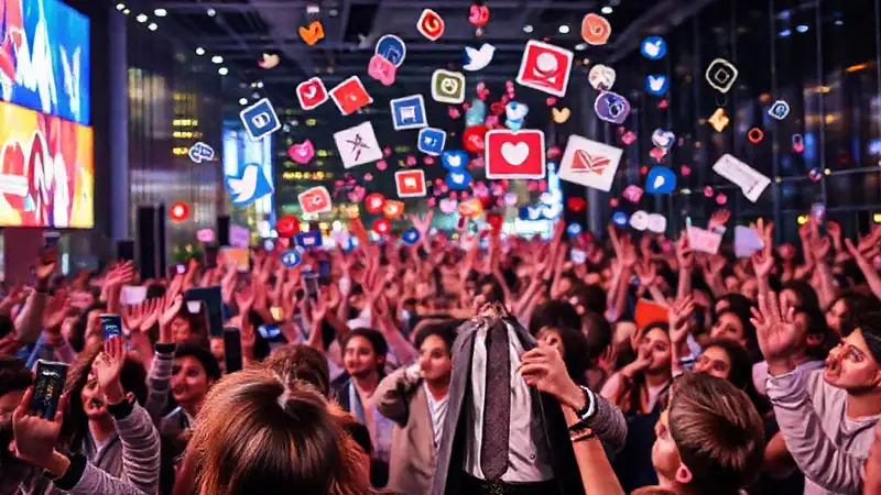 Eventos modernos con íconos y energía vibrante