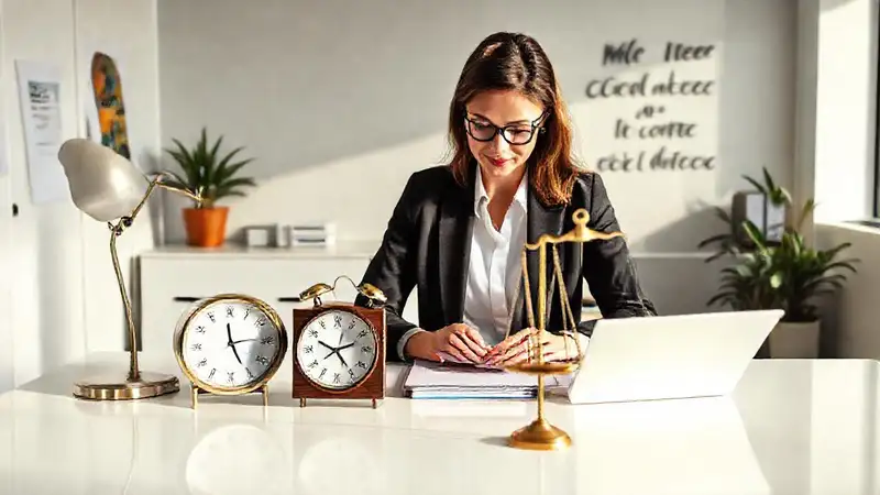 Mujer profesional en oficina inspiradora y ordenada