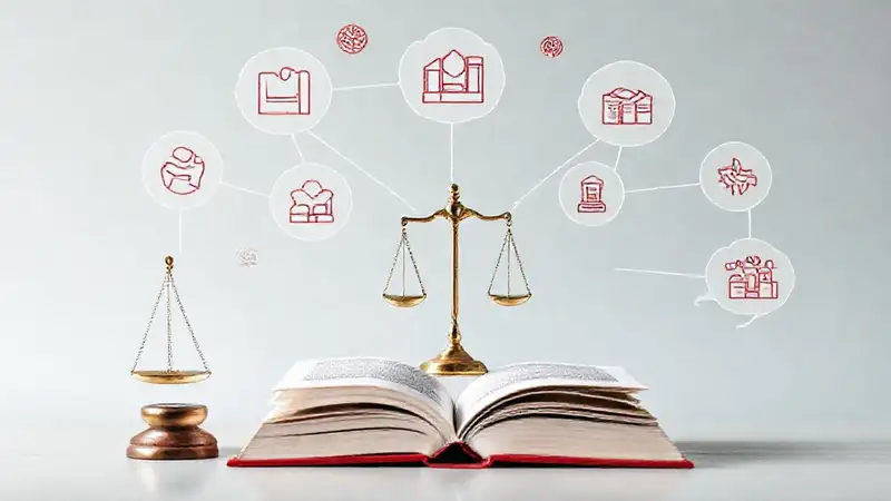 Símbolos y libros legales en diseño moderno