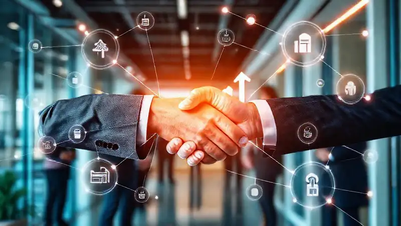 Conexiones profesionales en oficina moderna digital
