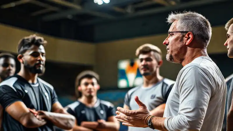 Entrenador motiva equipo en jornada deportiva