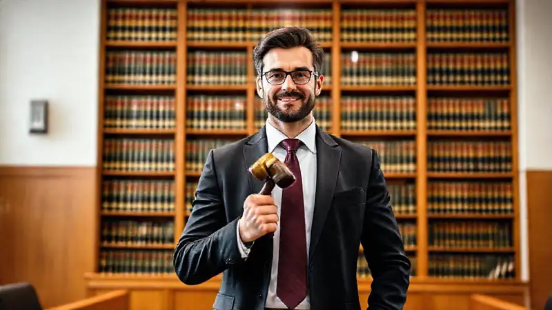 Abogado confiado en la sala de justicia