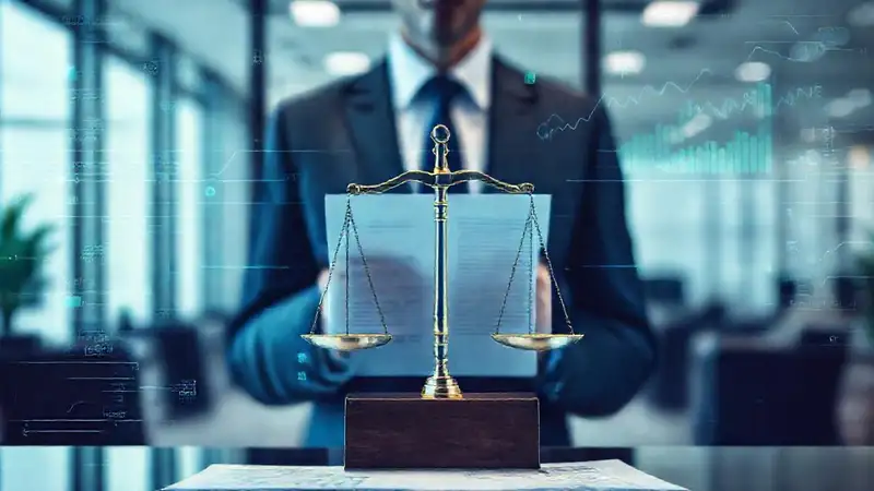 Documentos financieros y gráficos en oficina moderna