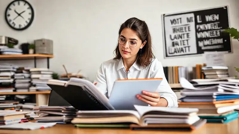 Estudiante estudiando en espacio organizado y motivador