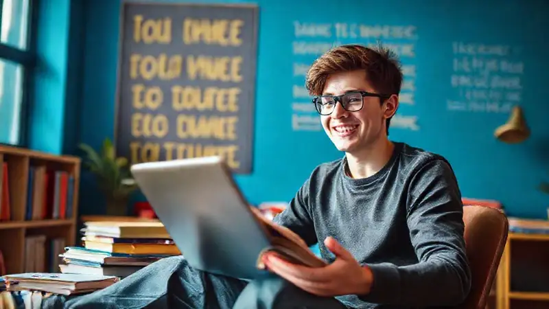 Estudiante motivado en un ambiente inspirador
